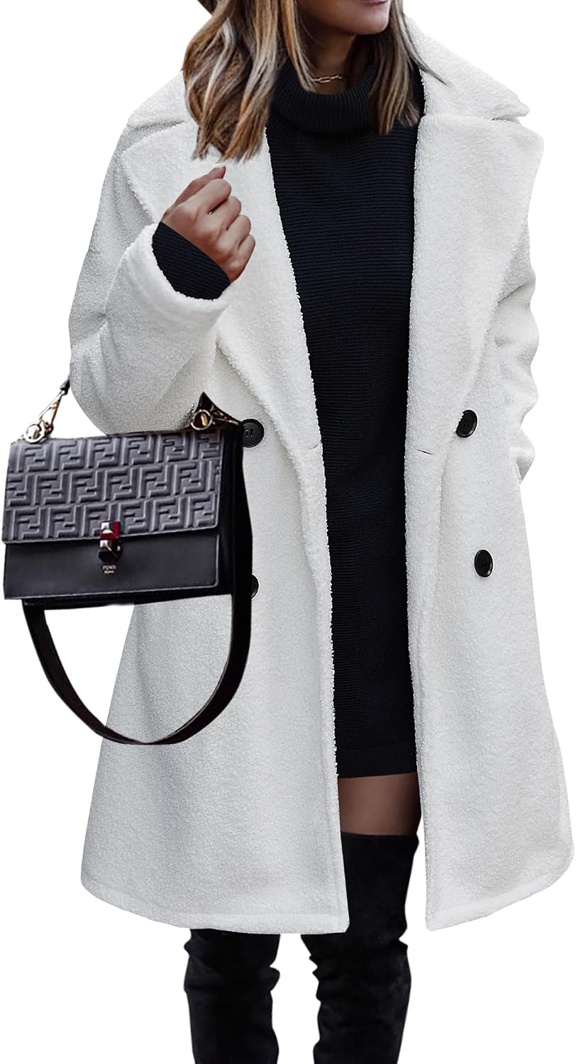 BTFBM Women Faux Fur Coats Lapel Fleece Sherpa Jackets