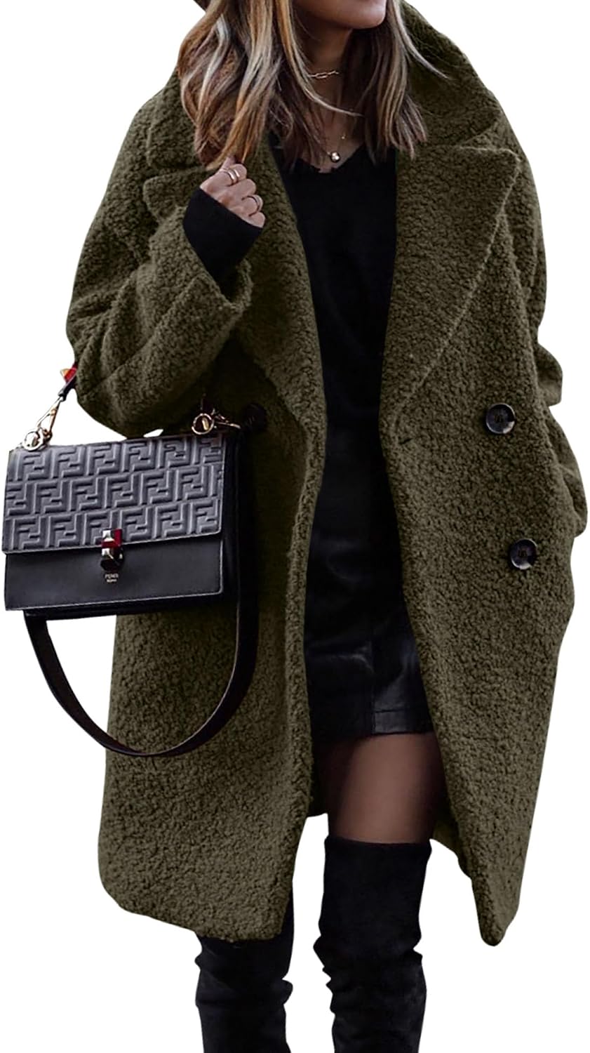 BTFBM Women Faux Fur Coats Lapel Fleece Sherpa Jackets