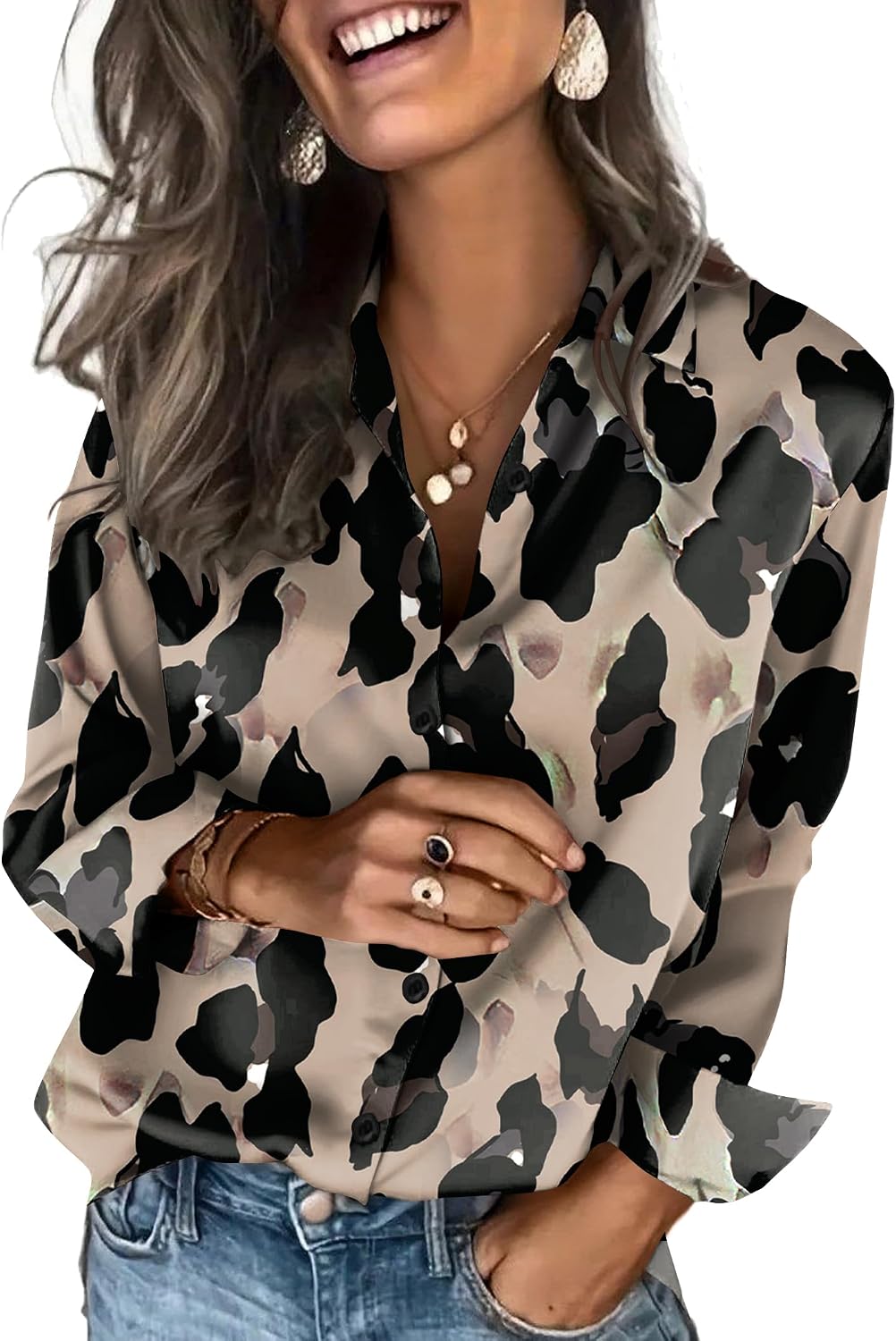 Zeagoo Satin Blouses for Women Silk Button Down Shirts Long Sleeve Tops