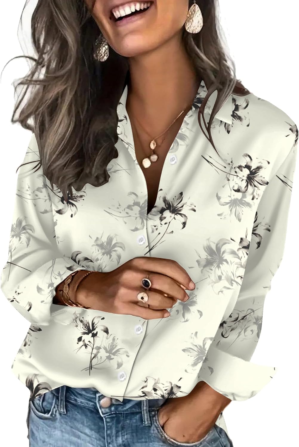 Zeagoo Satin Blouses for Women Silk Button Down Shirts Long Sleeve Tops