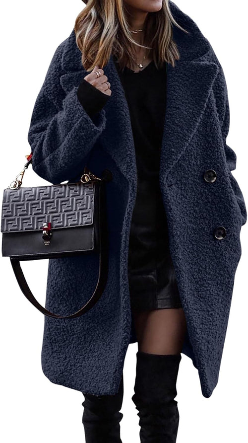 BTFBM Women Faux Fur Coats Lapel Fleece Sherpa Jackets