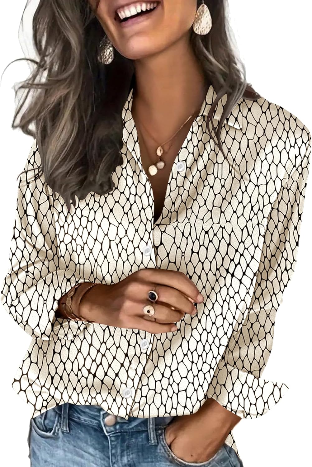 Zeagoo Satin Blouses for Women Silk Button Down Shirts Long Sleeve Tops