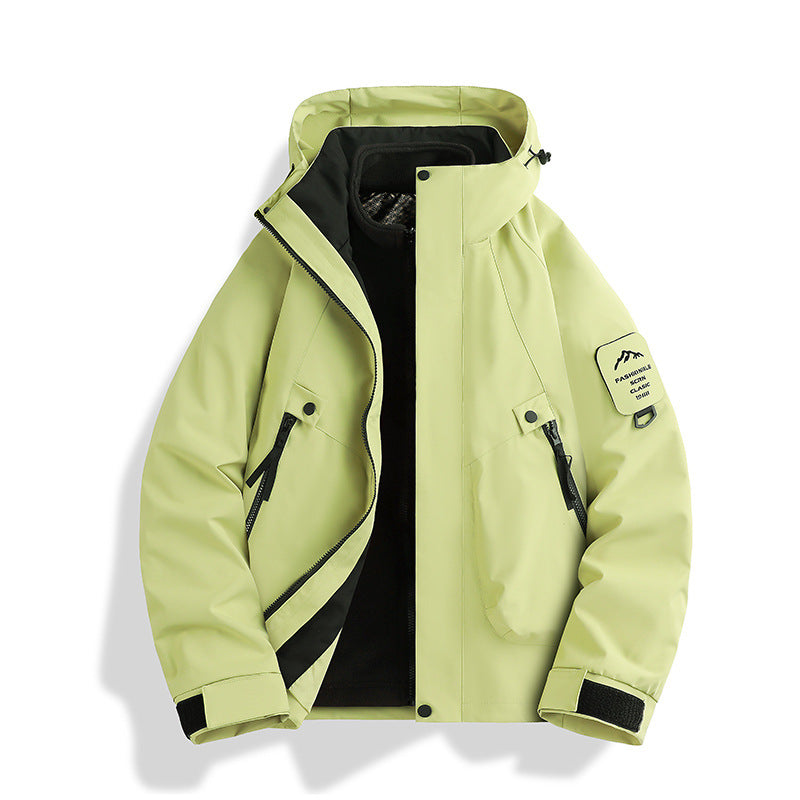 Luotuo Outdoor Hard Shell Jacket Three-in-One Women's Windproof and Waterproof Two-piece Set Fleece Liner Hiking Mountaineering Suit for Men