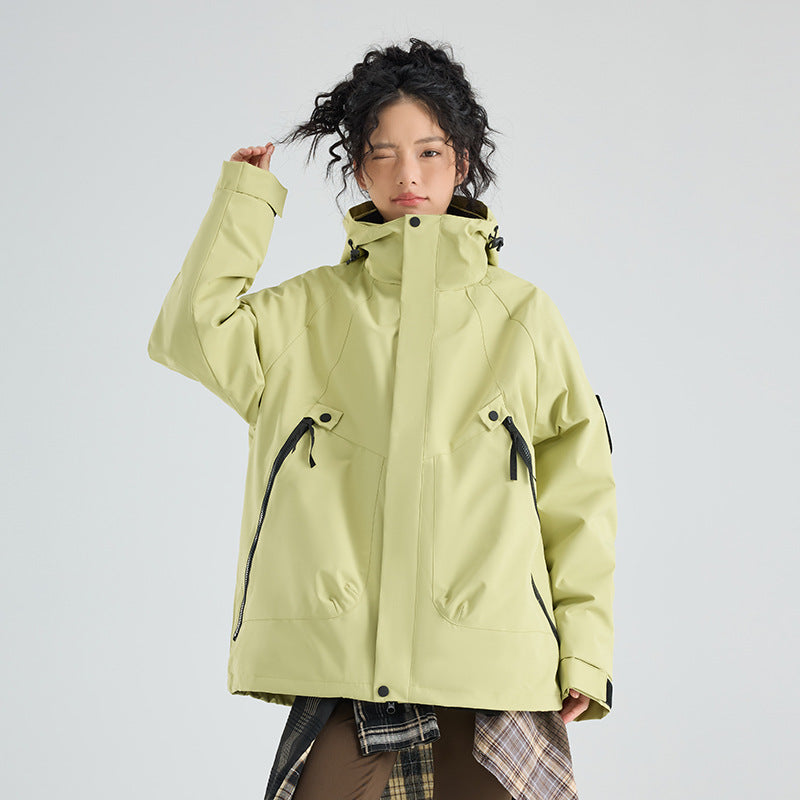 Luotuo Outdoor Hard Shell Jacket Three-in-One Women's Windproof and Waterproof Two-piece Set Fleece Liner Hiking Mountaineering Suit for Men