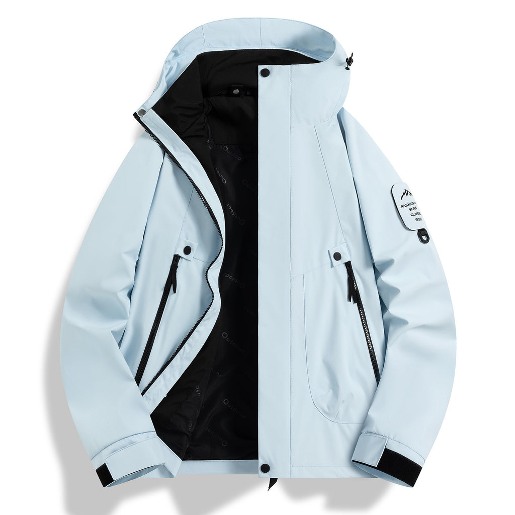 Luotuo Outdoor Hard Shell Jacket Three-in-One Women's Windproof and Waterproof Two-piece Set Fleece Liner Hiking Mountaineering Suit for Men
