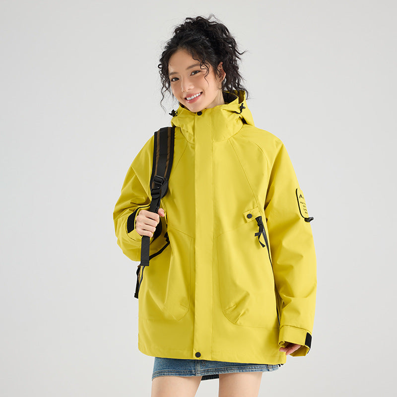 Luotuo Outdoor Hard Shell Jacket Three-in-One Women's Windproof and Waterproof Two-piece Set Fleece Liner Hiking Mountaineering Suit for Men