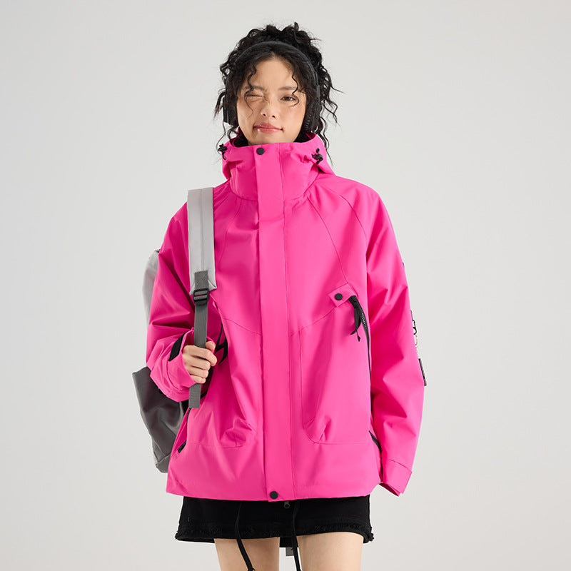 Luotuo Outdoor Hard Shell Jacket Three-in-One Women's Windproof and Waterproof Two-piece Set Fleece Liner Hiking Mountaineering Suit for Men